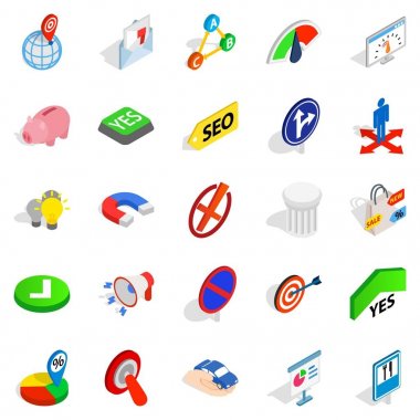 Karar Icons set, izometrik stili