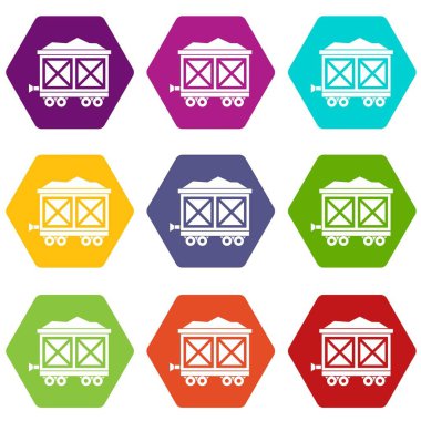 Altın simge kümesi renk altı yüzlü ile tekerlekli cart