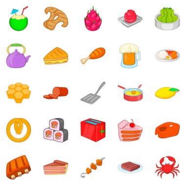 Ulusal Gıda Icons set, karikatür tarzı