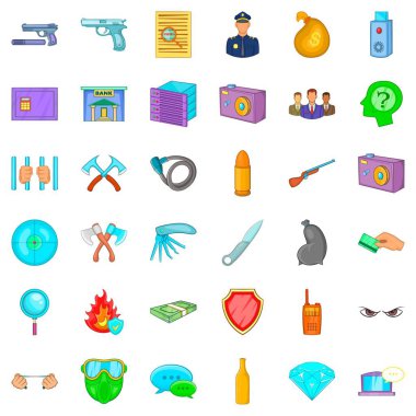 Suç Icons set, karikatür tarzı