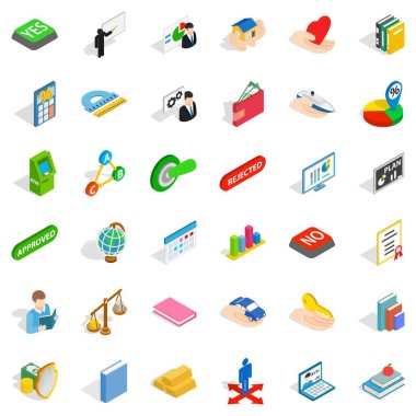 Hukuk Icons set, izometrik stili