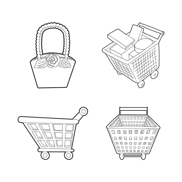 Conjunto de iconos de cesta, estilo de esquema — Vector de stock