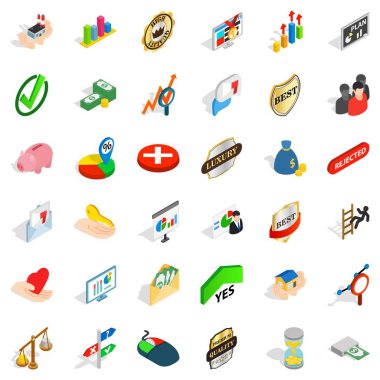 Liderlik Icons set, izometrik stili