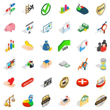 Onay işareti Icons set, izometrik stili