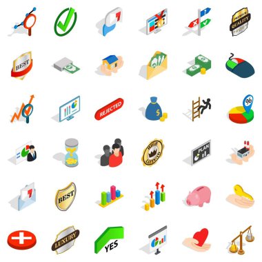 Icons set, izometrik stil onaylı