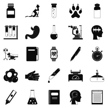 Muayene Icons set, basit tarzı