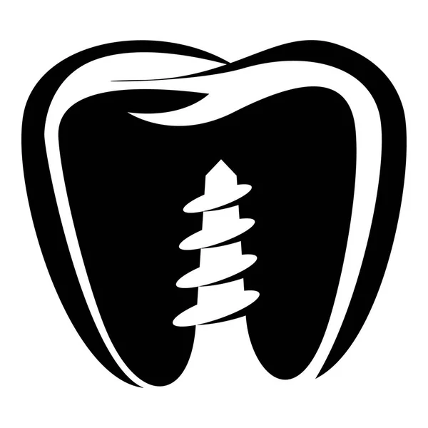 Denture implant icon, simple black style — Stock Vector