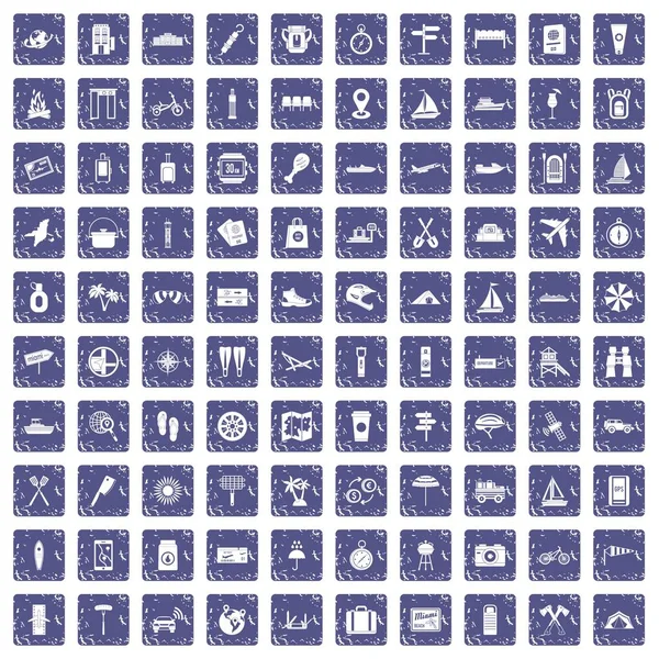 100行程图标设置垃圾蓝宝石 — 图库矢量图片