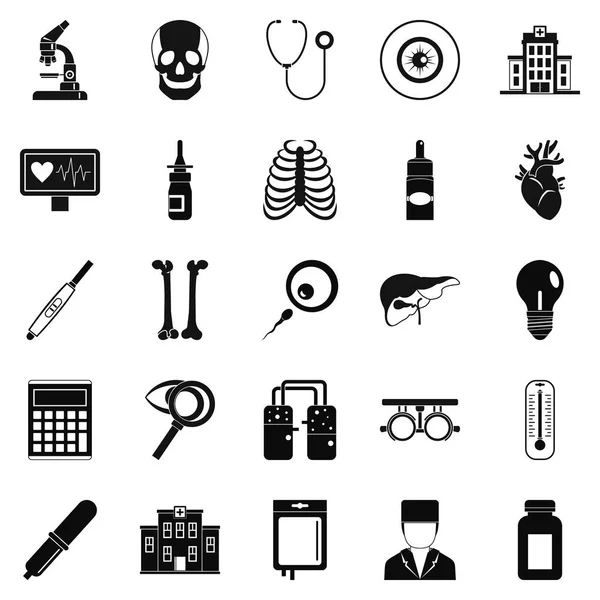 Conjunto de iconos de diagnóstico, estilo simple — Vector de stock
