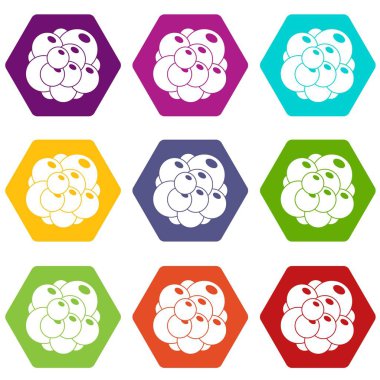 Renk altı yüzlü yumurtalık Icon set