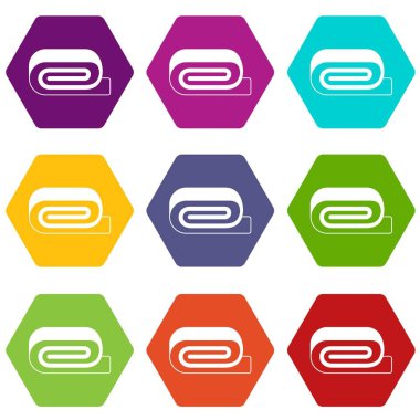 Renk altı yüzlü Spa havlu Icon set