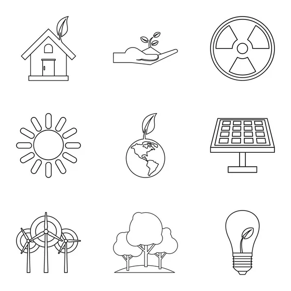 Natural impact icons set, outline style — Stock Vector