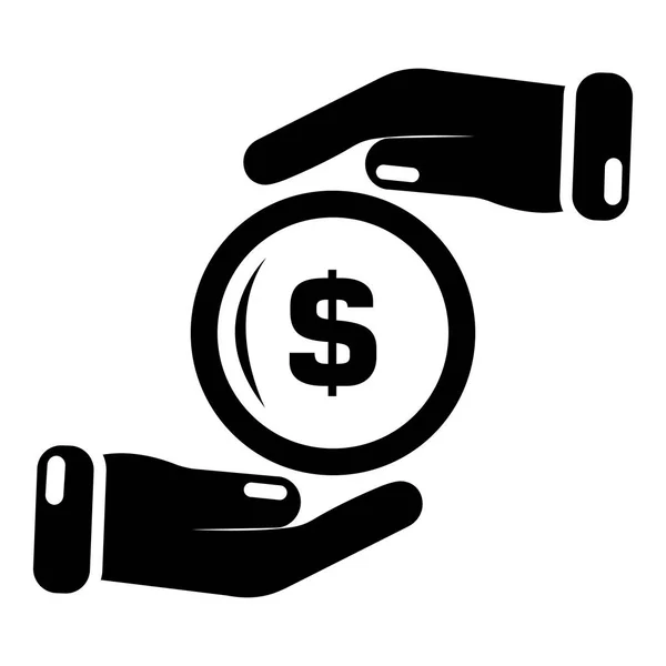 Icône de l'argent de l'assurance, style noir simple — Image vectorielle
