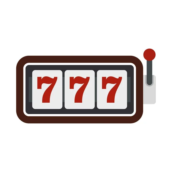 Slot machine with three sevens icon, flat style — Stock Vector