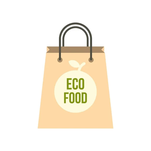 Eco comida papel bolsa icono, estilo plano — Vector de stock