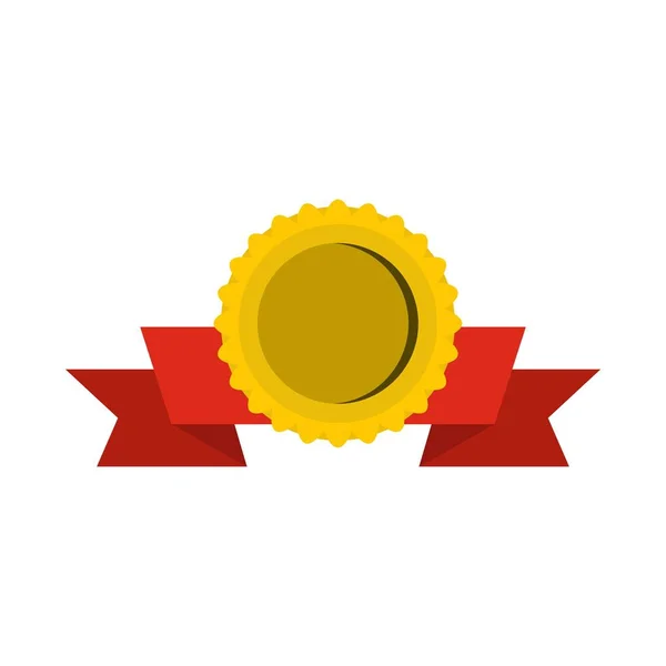 Medaile s ikonou stuhy, plochý styl — Stockový vektor