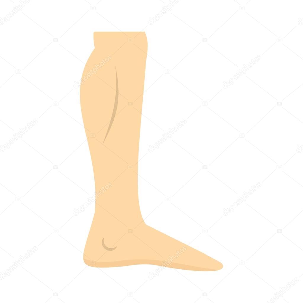 Nude human leg icon, flat style