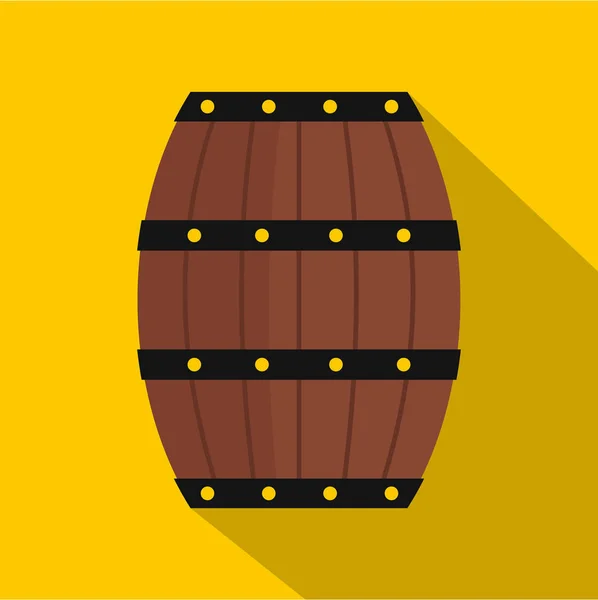 Icône de tonneau en bois de vin, style plat — Image vectorielle