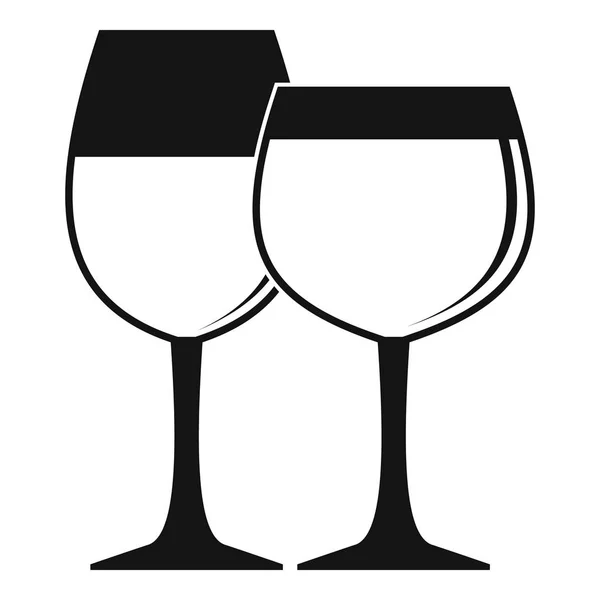 와인 아이콘, 간단한 스타일의 두 잔 — 스톡 벡터