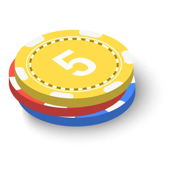 Zásobník poker žetony ikony, izometrické 3d styl — Stockový vektor