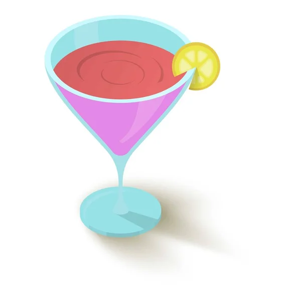 Cocktail met een schijfje citroen pictogram — Stockvector