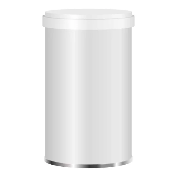 Witte plastic pot mockup, realistische stijl — Stockvector
