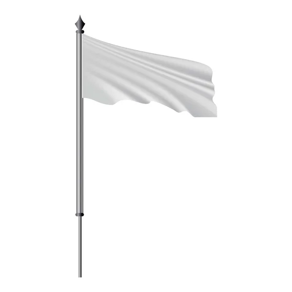 Bandeira branca no mastro da bandeira voando no mockup do vento — Vetor de Stock