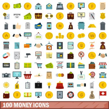 100 para simgeler kümesi, stil düz