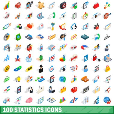 100 istatistikleri simgeler kümesi, izometrik 3d stili