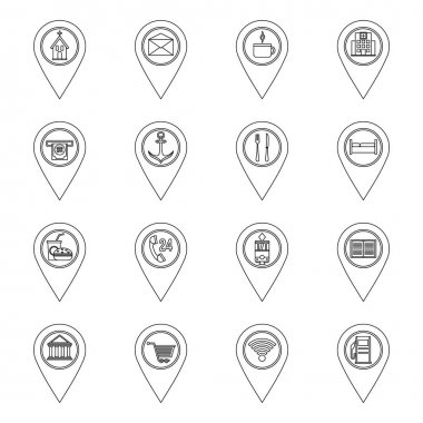 Makas-in ilgi Icons set, anahat stili