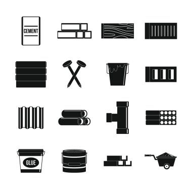 Yapı malzemeleri Icons set, basit tarzı