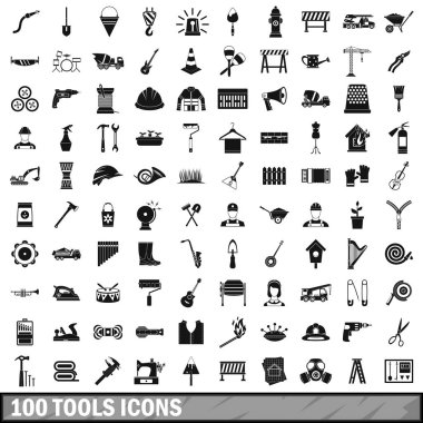 100 araçlar Icons set, basit tarzı