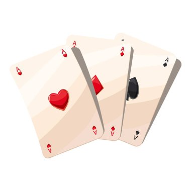 Üç as iskambil simgesi, karikatür tarzı