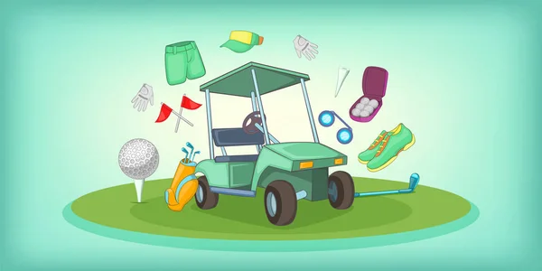 Golf sembolleri yatay banner, karikatür tarzı — Stok Vektör