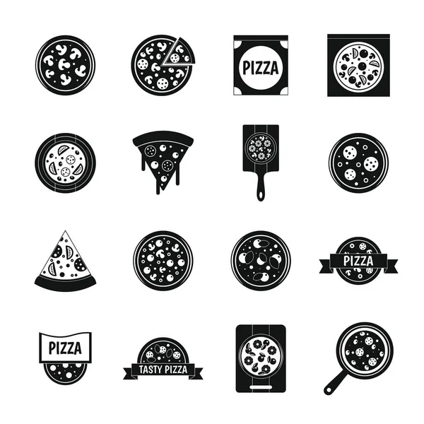 Πίτσα εικονίδια που τροφίμων, απλό στυλ — Διανυσματικό Αρχείο
