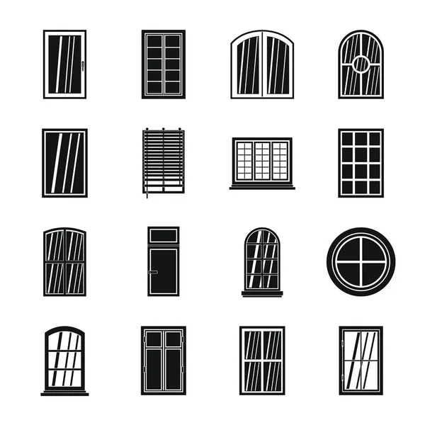 Plastic window forms icons set, simple style — Stock Vector