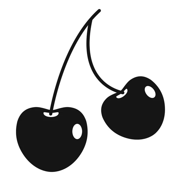 Deux cerises icône de baies, style simple — Image vectorielle