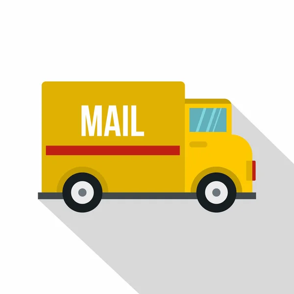 Gelbe Postwagen-Ikone, flacher Stil — Stockvektor