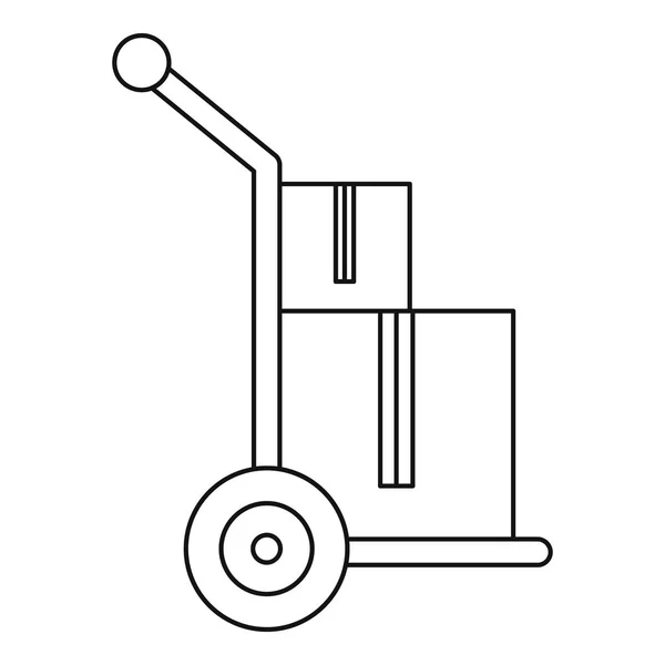 Poignée camion avec boîte icône, style contour — Image vectorielle
