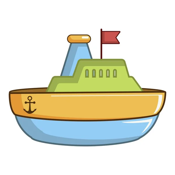 Bunte Spielzeugschiff-Ikone, Cartoon-Stil — Stockvektor