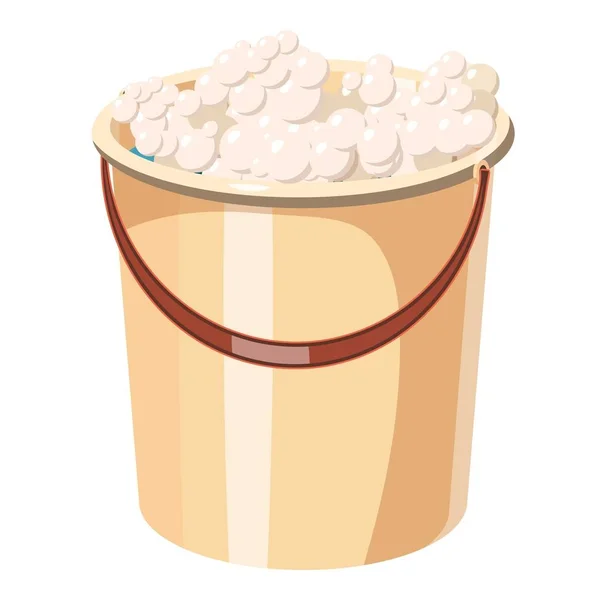 Bucket with foamy water icon, cartoon style — Stock Vector