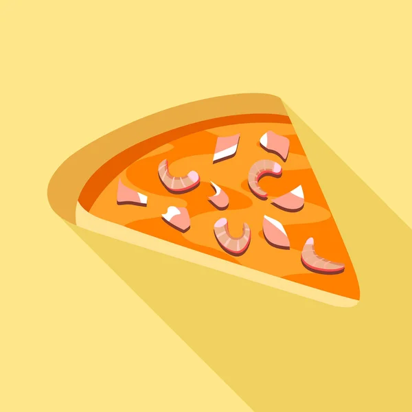 Pizza con icono de mariscos, estilo plano — Vector de stock
