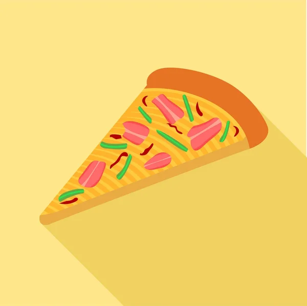 Pizza with peppers and bacon icon, flat style — Stock Vector