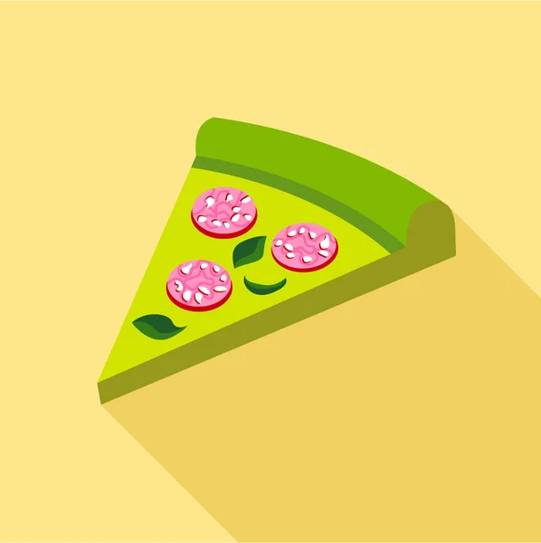 Zöld pizza zöldek és kolbász ikon — Stock Vector