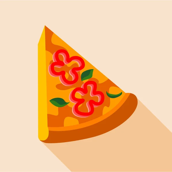 Pizza z czerwonego pieprzu i ziół ikona, płaski — Wektor stockowy