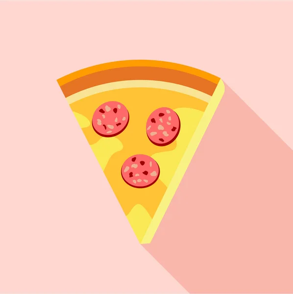Rebanada de pizza de pepperoni icono, estilo plano — Vector de stock