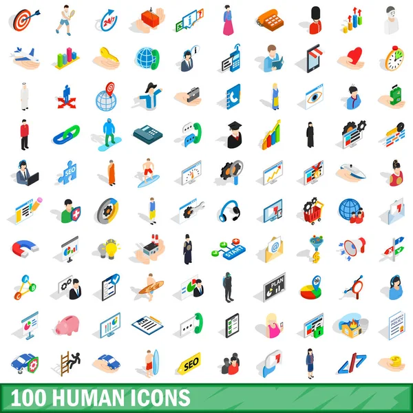 Σετ 100 ανθρώπινες εικόνες, ισομετρικές 3d στυλ — Διανυσματικό Αρχείο