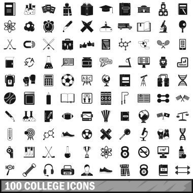 100 üniversite Icons set, basit tarzı
