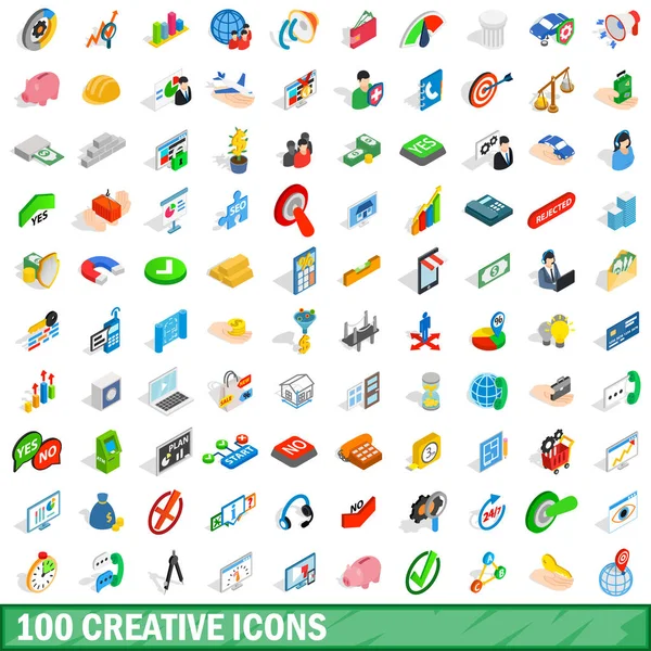100 yaratıcı Icons set, izometrik 3d stili