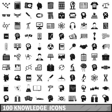 100 bilgi Icons set, basit tarzı